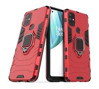 LuluMain Compatible with 1+Nord N10 Case, Metal Ring Grip Kickstand Shockproof Hard Bumper (Works with Magnetic Car Mount) Dual Layer Rugged Cover for OnePlus Nord N10 5G (Red)