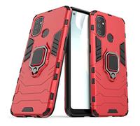 LuluMain Compatible with 1+Nord N100 Case, Metal Ring Grip Kickstand Shockproof Hard Bumper (Works with Magnetic Car Mount) Dual Layer Rugged Cover for OnePlus Nord N100 (Red)