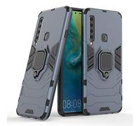 LuluMain Compatible with Galaxy A9 (2018) Case, Metal Ring Grip Kickstand Shockproof Hard Bumper Shell (Works with Magnetic Car Mount) Dual Layer Rugged Cover for Samsung Galaxy A9 2018 (Navy Blue)