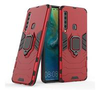 LuluMain Compatible with Galaxy A9 (2018) Case, Metal Ring Grip Kickstand Shockproof Hard Bumper Shell (Works with Magnetic Car Mount) Dual Layer Rugged Cover for Samsung Galaxy A9 2018 (Red)