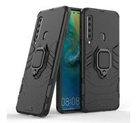 LuluMain Compatible with Galaxy A9 (2018) Case, Metal Ring Grip Kickstand Shockproof Hard Bumper Shell (Works with Magnetic Car Mount) Dual Layer Rugged Cover for Samsung Galaxy A9 2018 (Black)