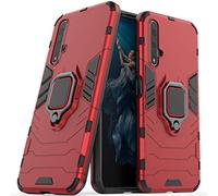 LuluMain Compatible with Huawei Nova 5T, Honor 20, Honor 20S Case, Metal Ring Grip Kickstand Shockproof Hard Bumper (Works with Magnetic Car Mount) Dual Layer Rugged Cover (Red)