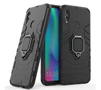 LuluMain Compatible with Huawei P Smart (2019), Honor 10 Lite Case, Metal Ring Grip Kickstand Shockproof Hard Bumper (Works with Magnetic Car Mount) Dual Layer Rugged Cover (Black)