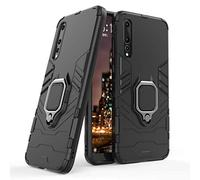 LuluMain Compatible with Huawei P20 Pro Case, Metal Ring Grip Kickstand Shockproof Hard Bumper (Works with Magnetic Car Mount) Dual Layer Rugged Cover for Huawei P20 Pro (Black)
