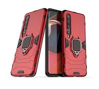 LuluMain Compatible with Mi 10 Case, Metal Ring Grip Kickstand Shockproof Hard Bumper (Works with Magnetic Car Mount) Dual Layer Rugged Cover for Xiaomi Mi 10 5G (Red)