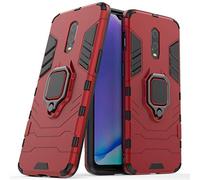 LuluMain Compatible with OnePlus 7, OnePlus 6T Case, Metal Ring Grip Kickstand Shockproof Hard Bumper Shell (Works with Magnetic Car Mount) Dual Layer Rugged Cover for OnePlus7, OnePlus 6T (Red)