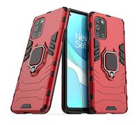 LuluMain Compatible with OnePlus8T Case, Metal Ring Grip Kickstand Shockproof Hard Bumper (Works with Magnetic Car Mount) Dual Layer Rugged Cover for OnePlus 8T (Red)