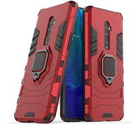 LuluMain Compatible with OPPO Reno 10X Zoom Case, Metal Ring Grip Kickstand Shockproof Hard Bumper Shell (Works with Magnetic Car Mount) Dual Layer Rugged Cover for OPPO Reno 10 X Zoom (Red)