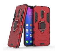 LuluMain Compatible with Pocophone F1 Case, Metal Ring Grip Kickstand Shockproof Hard Bumper (Works with Magnetic Car Mount) Dual Layer Rugged Cover for Xiaomi Pocophone F1 (Red)