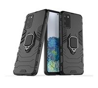 LuluMain Compatible with Samsung Galaxy S20 Plus, Galaxy S20Plus 5G Case, Metal Ring Grip Kickstand Shockproof Hard Bumper (Works with Magnetic Car Mount) Dual Layer Rugged Cover (Black)