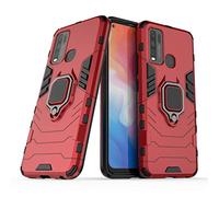 LuluMain Compatible with VIVO Y50 Case, Metal Ring Grip Kickstand Shockproof Hard Bumper (Works with Magnetic Car Mount) Dual Layer Rugged Cover (Red)