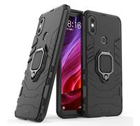 LuluMain Compatible with Xiaomi Mi A2 Case, Metal Ring Grip Kickstand Shockproof Hard Bumper (Works with Magnetic Car Mount) Dual Layer Rugged Cover for Xiaomi Mi A2, Mi 6X (Black)