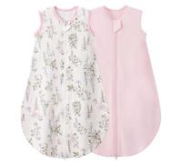 LULUMONKEY 0.5 Tog Baby Sleeping Bag 6-18 Months 2 Pack, Soft Cotton Newborn Sleep Sack Baby Wearable Blanket, Flower
