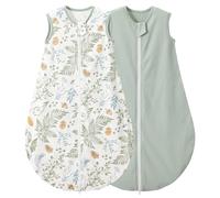 LULUMONKEY Baby Sleeping Bag 0.5 Tog 0-6 Months 2 Pack, 100% Cotton Summer Newborn Sleep Sack Baby Wearable Blanket, Green Forest