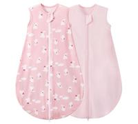 LULUMONKEY Baby Sleeping Bag 0.5 Tog 0-6 Months 2 Pack, 100% Cotton Summer Newborn Sleep Sack Baby Wearable Blanket, Pink Rabbit
