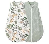 LULUMONKEY Baby Sleeping Bag 0.5 Tog 18-36 Months 2 Pack, 100% Cotton Summer Newborn Sleep Sack Baby Wearable Blanket, Green Leaves