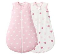 LULUMONKEY Baby Sleeping Bag 1.0 Tog 6-18 Months 2 Pack, 100% Cotton Summer Newborn Sleep Sack Baby Wearable Blanket, Heart
