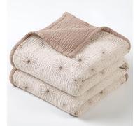 lulumoon Muslin Baby Blanket for Girls - Soft Cotton for Newborn - 4 Layer Reversible Breathable Floral Receiving Blanket for Nursery Crib and Stroller 47"x47" (Sand Daisy)