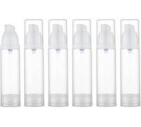Lulupack 1.7oz Airless Pump Bottle - Mini Travel Foundation Bottle for Moisturiser - Small Makeup Skincare Container for Toiletry - Empty Cream Vacuum Pump Dispenser for Cosmetic 50ml 6PCS Clear