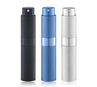Lulupack 10 ml Perfume Atomiser, Cologne Water Travel Spray Bottle, Refillable Portable Atomiser (3 Pieces, Black, Silver, Blue)