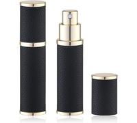 Lulupack Travel Perfume Atomiser Refillable - Leather Mini Perfume Refill Spray Bottles - Small Travel Size Portable Fragrance Bottle - Empty Cologne Filler Atomiser 10ml 2PCS Black