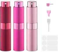 Lulupack Travel Perfume Atomiser Refillable - Mini Perfume Refill Spray Bottles for Aftershave - Small Travel Size Portable Fragrance Bottle - Empty Cologne Filler Atomiser for Man 8ml 3PCS Pink