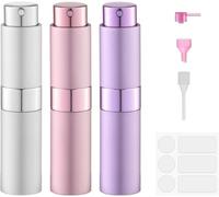 Lulupack Travel Perfume Atomiser Refillable - Mini Perfume Refill Spray Bottles for Aftershave - Small Travel Size Portable Fragrance Bottle - Empty Cologne Filler Atomiser for Man 8ml 3PCS Purple