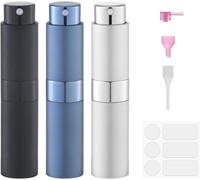 Lulupack Travel Perfume Atomiser Refillable - Mini Perfume Refill Spray Bottles for Aftershave - Small Travel Size Portable Fragrance Bottle - Empty Cologne Filler Atomiser for Man 8ml 3PCS Blue