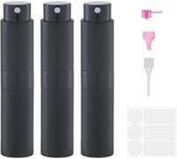 Lulupack Travel Perfume Atomiser Refillable - Mini Perfume Refill Spray Bottles for Aftershave - Small Travel Size Portable Fragrance Bottle - Empty Cologne Filler Atomiser for Man 8ml 3PCS Black