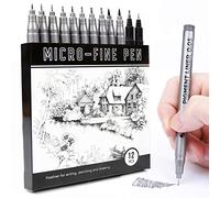 LuluPlus Fineliner Pens, 12 pcs Calligraphy Pens, Drawing Pens, Felt Tip Pen, Black Markers, Calligraphy Markers with Assorted Tip Size, Drawing Pens