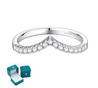 LuluRell Moissanite Engagement Ring for Women 7 Stones Half Eternity Color D VVS1 Lab Simulated Diamond Wedding Rings 925 Sterling Silver Anniversary Stacking Rings Size 4.5-10, #8, Gemstone