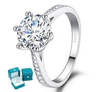 LuluRell Round Moissanite Solitaire Engagement Rings for Women 925 Sterling Silver Moissanite Promise Rings D Color VVS1 Clarity Wedding Band Moissanite Ring 1/2/3/CT, #9, Gemstone, Moissanite