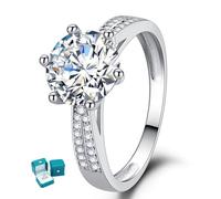 LuluRell Round Moissanite Solitaire Engagement Rings for Women 925 Sterling Silver Moissanite Promise Rings D Color VVS1 Clarity Wedding Band Moissanite Ring 1/2/3/CT, #9, Gemstone, Moissanite