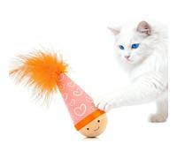 Lulu's world Lu Interactive Cat Roly-Poly Toy, Orange Tumbler Ball, Chasing and Exercise Training Toy for Cats, Indoor Play Enrichment (Pink)