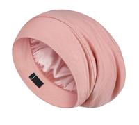 LULUSILK 100% Mulberry Silk Lined Sleep Cap Silk Bonnet for Sleeping, pink, One Size