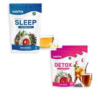 Lulutox Herbal Tea Bundle - Chamomile Lavender Bedtime Tea (28 Tea Bags) & Peach Herbal Tea (84 Servings) - Caffeine-Free Herbal Infusions