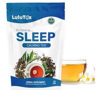 Lulutox Sleep Tea, Chamomile Lemon Balm Valerian Root Lavender Saffron Tea Bags, Calming Night Time Bedtime Tea for Stress, Anxiety, Menopause & Hormone Balance, 28 Caffeine Free Pyramid Tea Bags