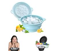LuluXeti Ice Bath for Facial use,Ice Bath Face Washbowls,Foldable Silicone Wash Basin with Built in Ice Tray,Beauty Tools That Reduce Swelling (Blue)