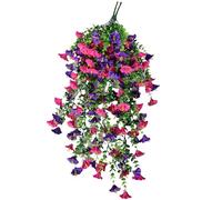 LULUZZ 2 PCS Artificial Morning Glory Flowers for Spring Outdoor Hanging Decoration, Wall Wisteria Hanging Basket Plants for Wedding Corridor Yard Gardens Porches Patios Balconies Aisle Decor, Color