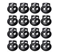 LuLyLu 20 Pack Spring Cord Locks for Drawstrings, Black Plastic Double Holes Cord Ends Fastener Oval Toggle Stopper Sliders