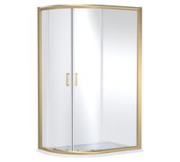 Luma 8 2 Door Offset Quadrant Shower Enclosure | Brushed Brass | Glass/Aluminium | 1200mm x 800mm