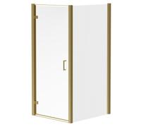 Luma 8 Hinged Door Shower Enclosure | Brushed Brass | Glass/Aluminium | 900mm x 1000mm