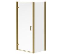Luma 8 Hinged Door Shower Enclosure | Brushed Brass | Glass/Aluminium | 900mm x 760mm