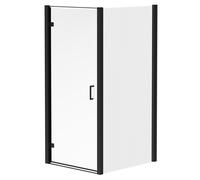 Luma 8 Hinged Door Shower Enclosure | Matt Black | Glass/Aluminium | 900mm x 1000mm