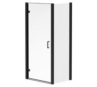 Luma 8 Hinged Door Shower Enclosure | Matt Black | Glass/Aluminium | 900mm x 700mm