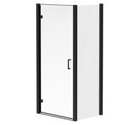 Luma 8 Hinged Door Shower Enclosure | Matt Black | Glass/Aluminium | 900mm x 760mm