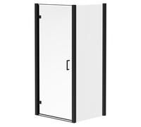 Luma 8 Hinged Door Shower Enclosure | Matt Black | Glass/Aluminium | 900mm x 800mm