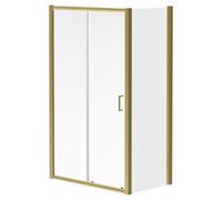 Luma 8 Sliding Door Shower Enclosure | Brushed Brass | Glass/Aluminium | 1200mm x 760mm