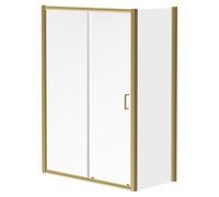 Luma 8 Sliding Door Shower Enclosure | Brushed Brass | Glass/Aluminium | 1400mm x 700mm