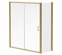 Luma 8 Sliding Door Shower Enclosure | Brushed Brass | Glass/Aluminium | 1700mm x 700mm